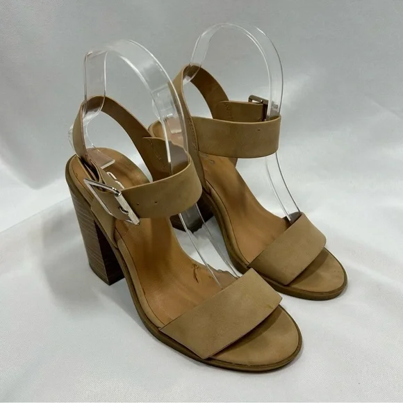Soda | Block Heel Sandals Tan Ankle Strap Women’s Size 6 - Picture 1 of 12